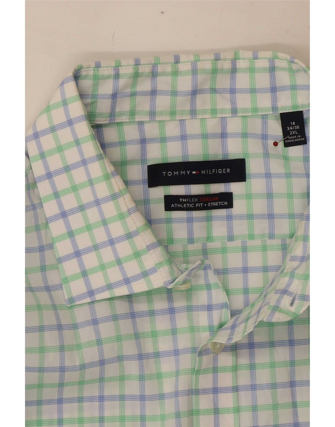 Tommy Hilfiger Camicia da uomo con vestibilità atletica Taglia 18 2XL Percalle multicolore