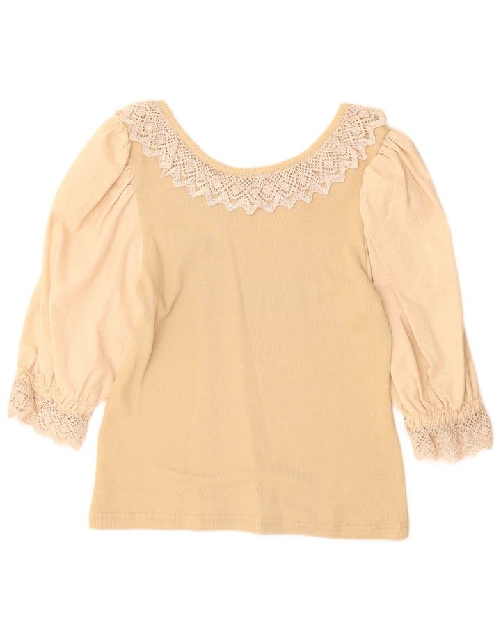 IL TUO SESTO SENSO Camicetta da donna con maniche a 3/4 Top UK 14/16 Grande cotone beige