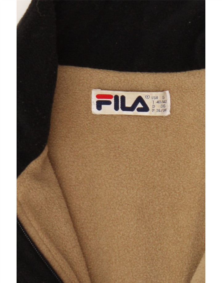 FILA Womens Fleece Overcoat UK 10 Small Black Polyester Vintage Fila and Second-Hand Fila from Messina Hembry 