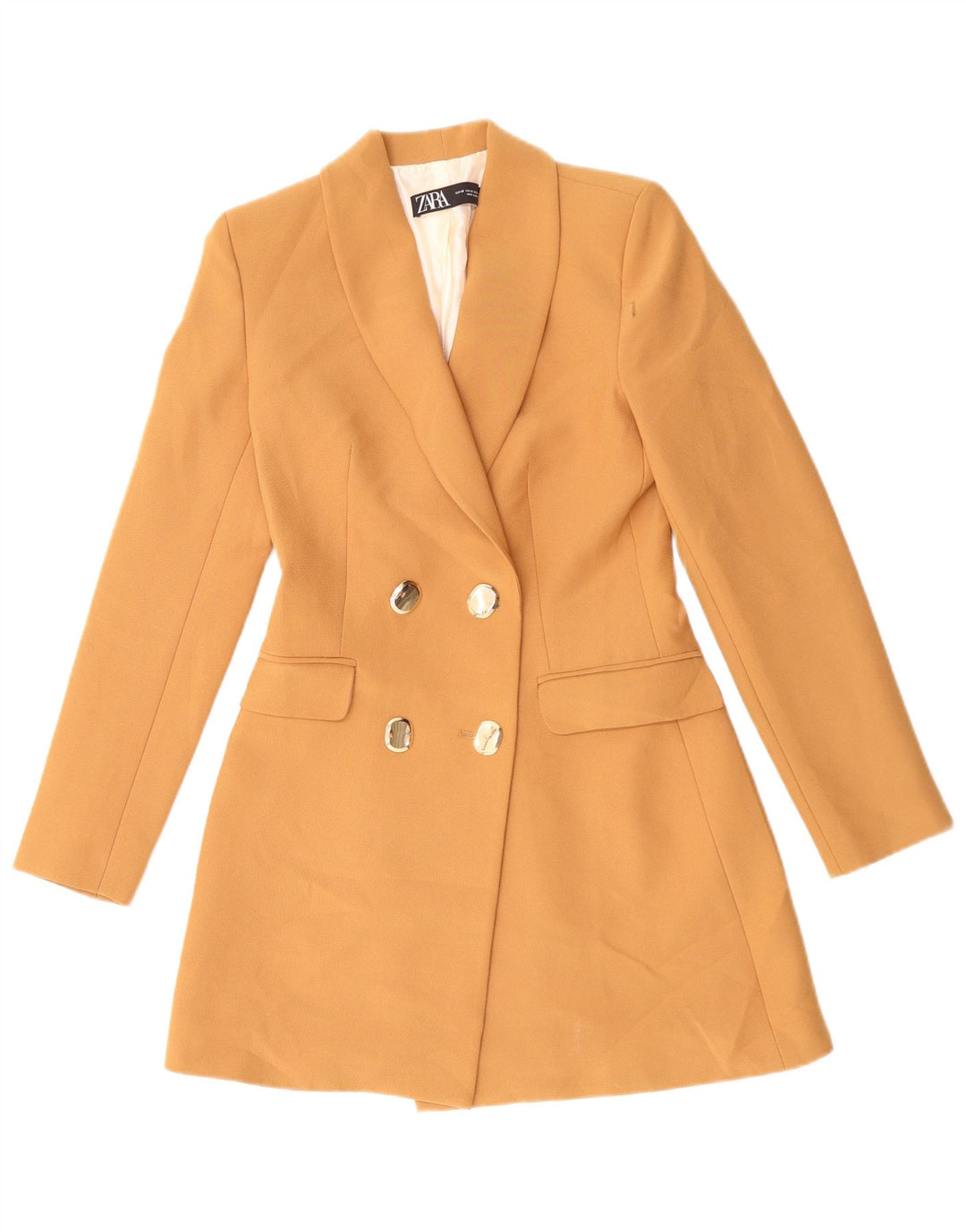 Giacca blazer doppiopetto lunga da donna Zara UK 6 XS poliestere arancione