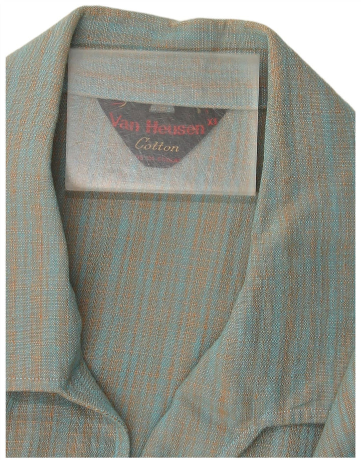 Camicia a maniche corte da uomo Van Heusen XL in cotone a quadri blu