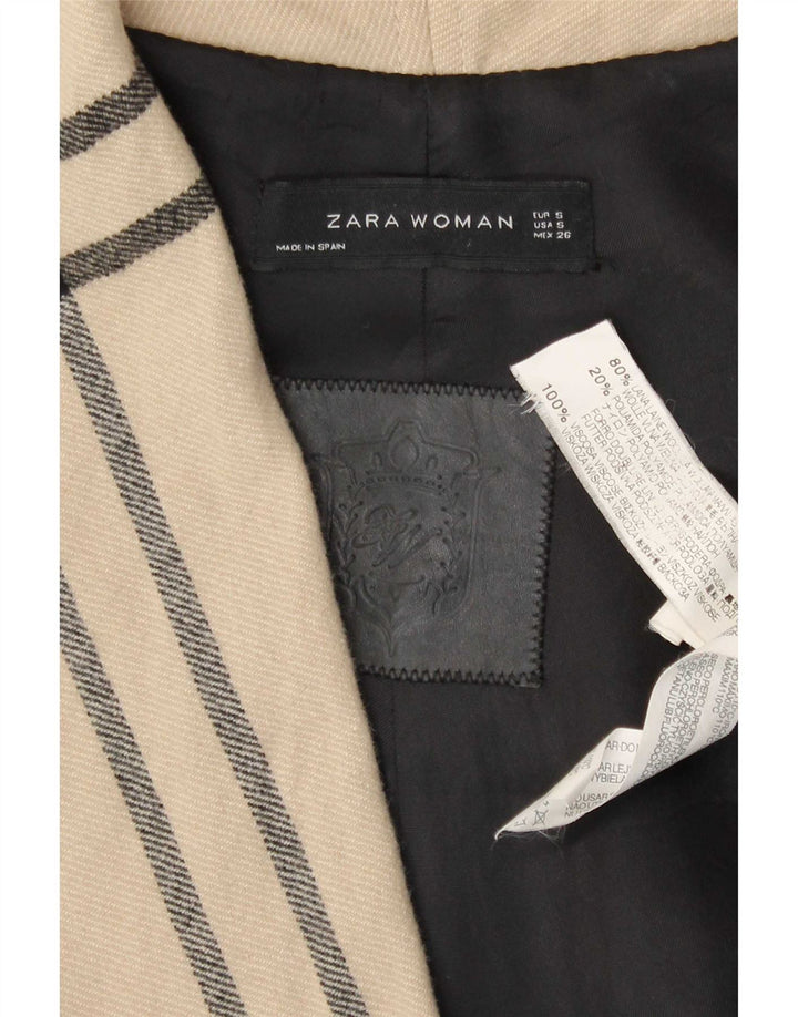 Soprabito aperto dalla vestibilità rilassata da donna Zara UK 10 piccolo in lana scozzese beige