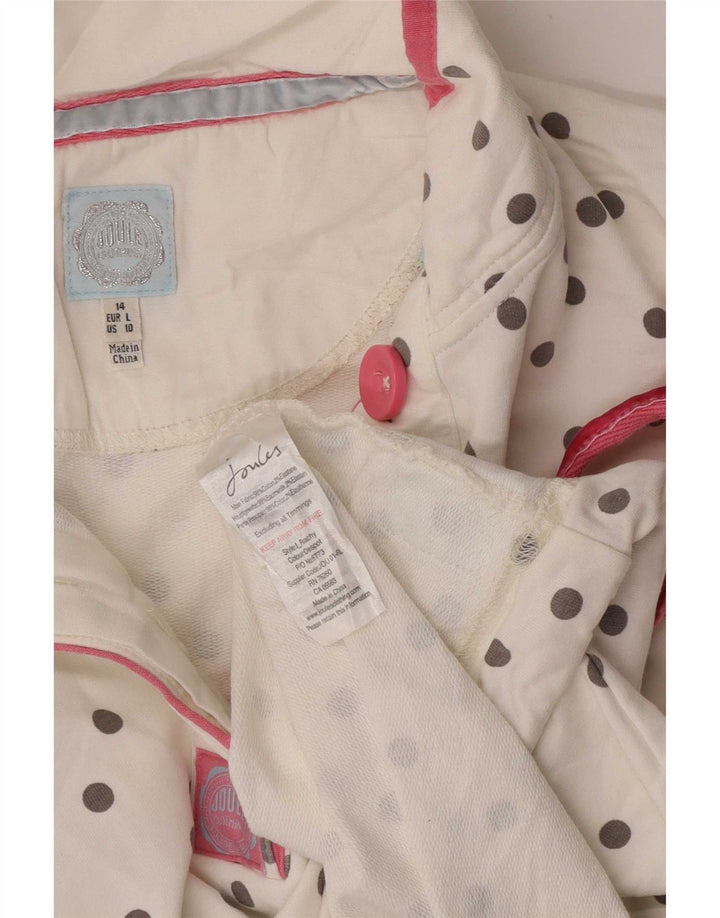 Joules Felpa da Donna con Collo a Bottoni Maglione UK 14 Grandi Pois Bianchi
