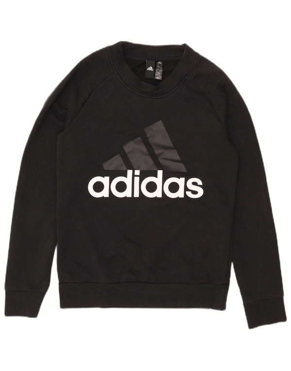 Felpa grafica da donna Adidas Jumper UK 8/10 Small Black Cotton