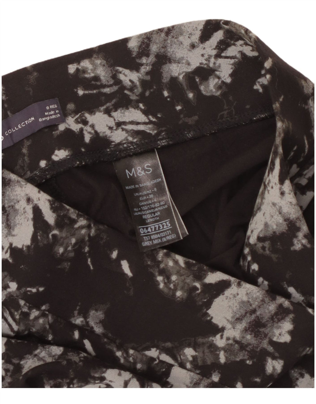 Leggings da donna Marks & Spencer UK 8 Small Grigio Tie Dye Viscosa
