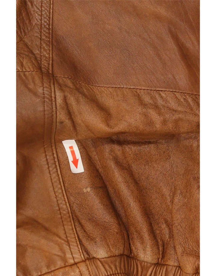 Giacca in pelle vintage da uomo IT 56 2XL Marrone