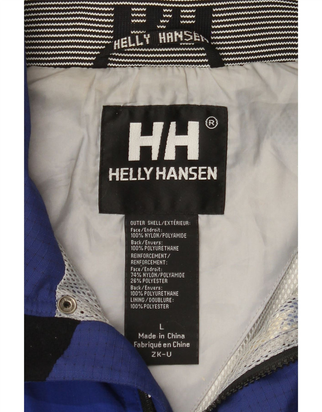 Helly Hansen Giacca antipioggia grafica da uomo UK 40 Large Blu Colourblock Nylon