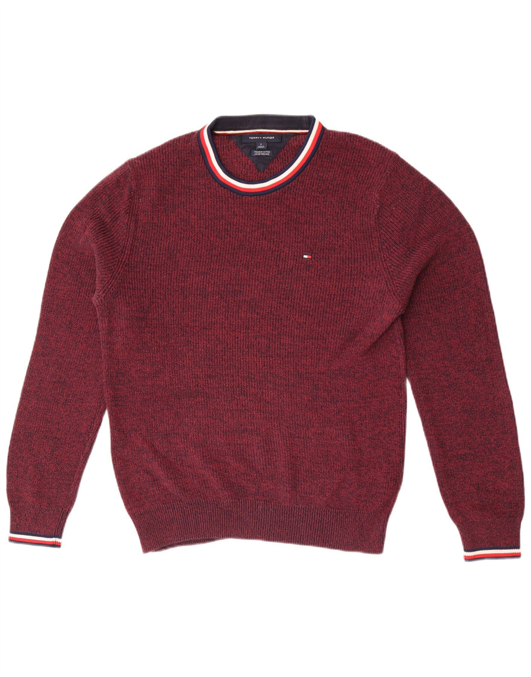 Maglione maglione girocollo da uomo Tommy Hilfiger medio bordeaux screziato