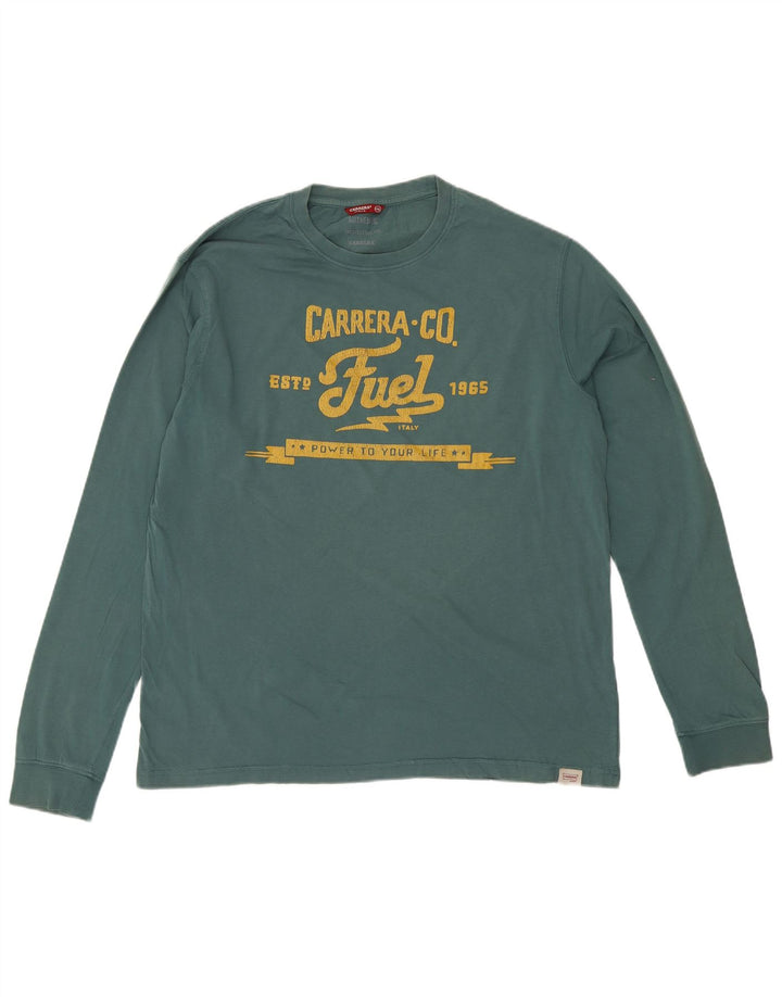 CARRERA Mens Graphic Top Long Sleeve 2XL Blue Cotton