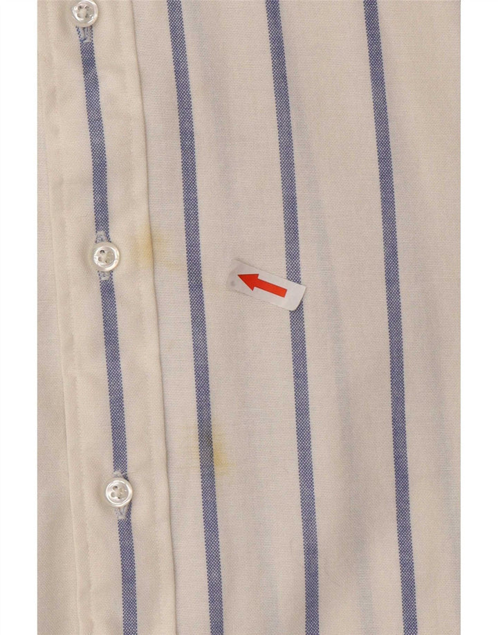 Camicia da uomo Chaps taglia 16 1/2 grande cotone gessato bianco