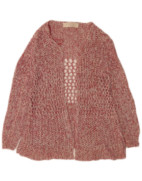 Maglione cardigan aperto vestibilità ampia da donna Zara UK 14 rosa medio screziato