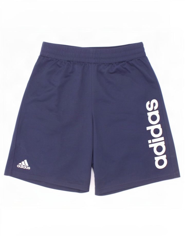 Pantaloncini sportivi grafici Adidas da ragazzo 10-11 anni medio poliestere blu navy