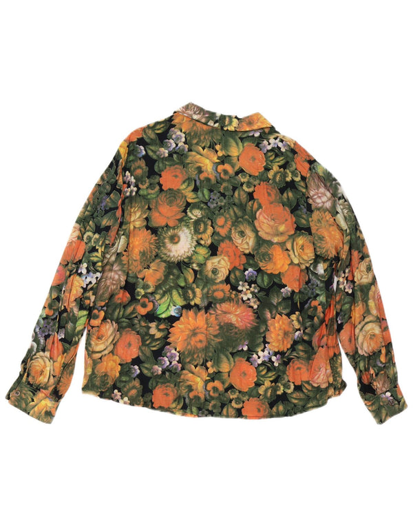 Vintage Womens Shirt UK 16 Large Orange Floral