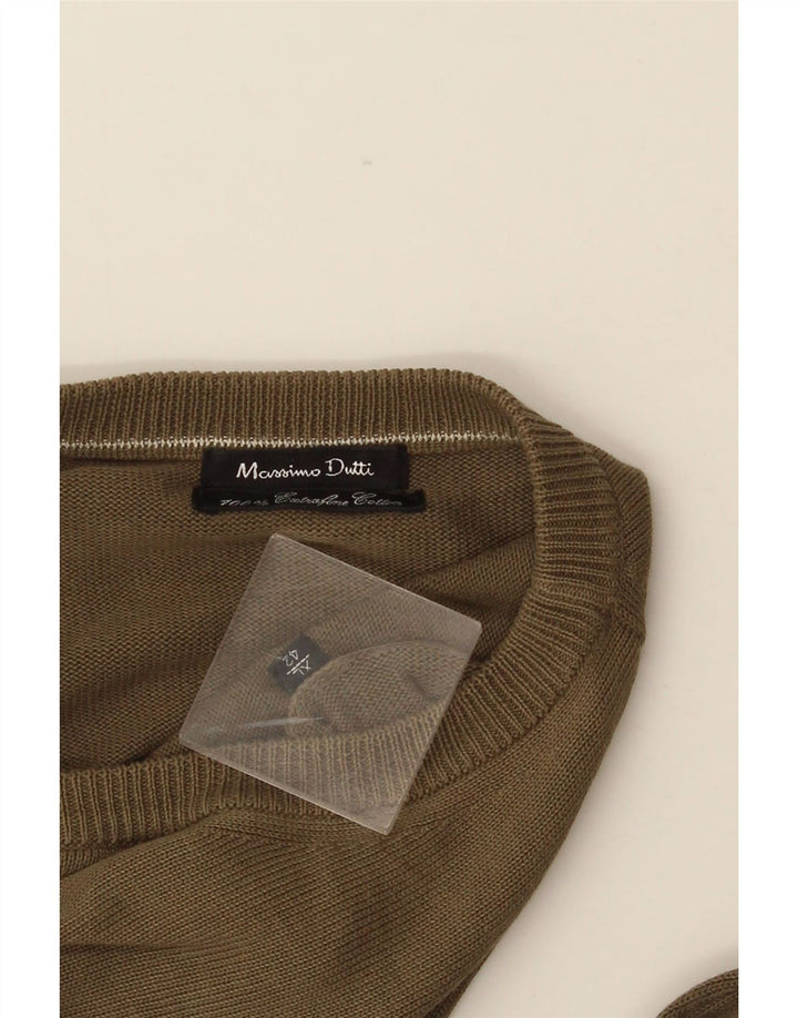MASSIMO DUTTI Maglione maglione girocollo da uomo XL cotone marrone
