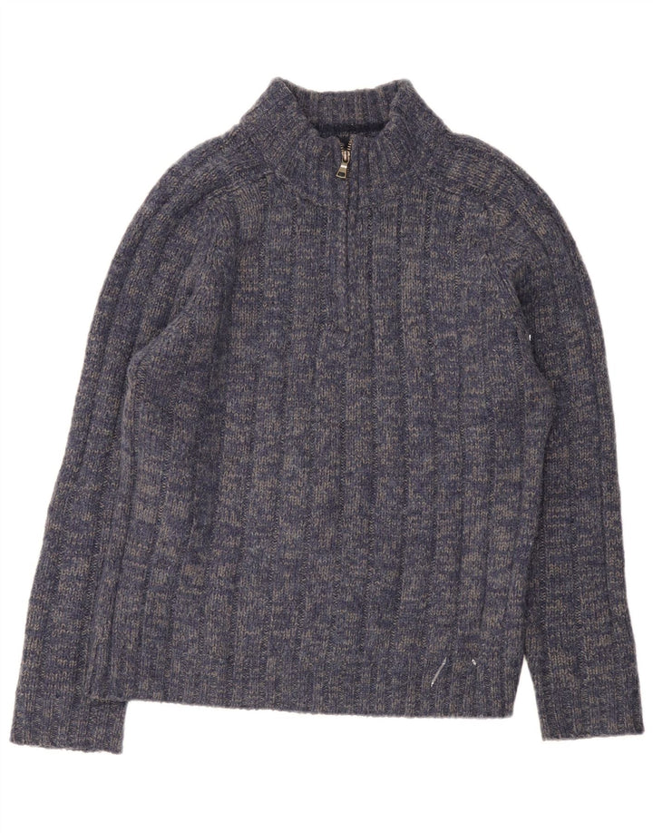 Maglione da uomo Marks & Spencer con zip e collo medio blu navy screziato