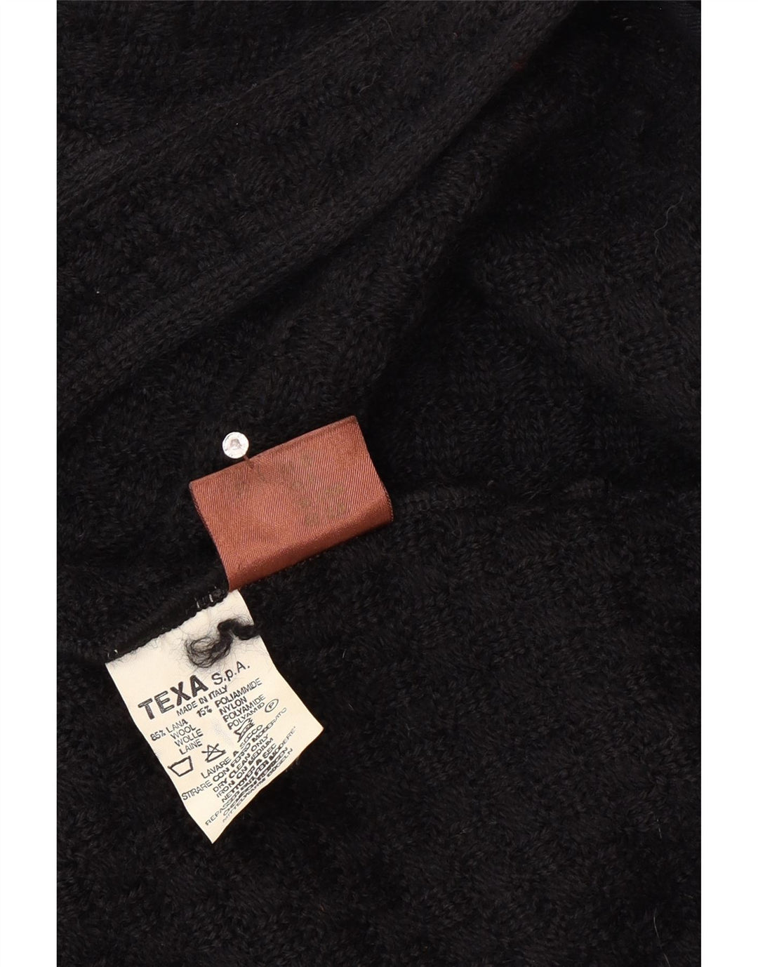 Maglione cardigan da donna vintage UK 12 lana nera media