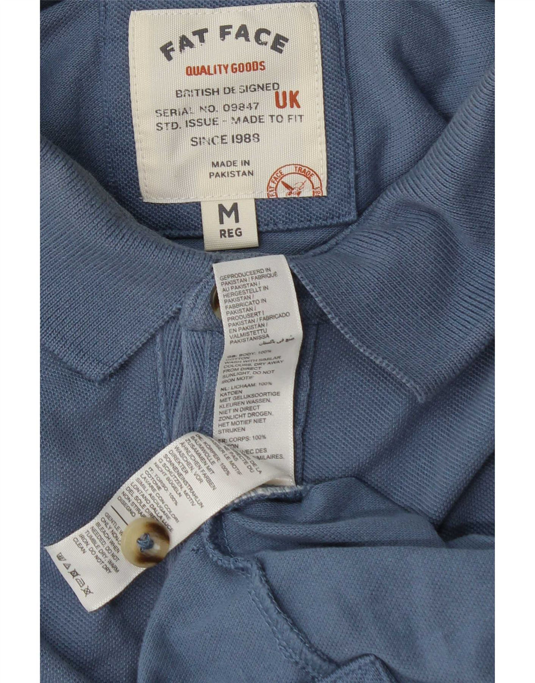 Polo da uomo a maniche lunghe Fat Face in cotone blu medio