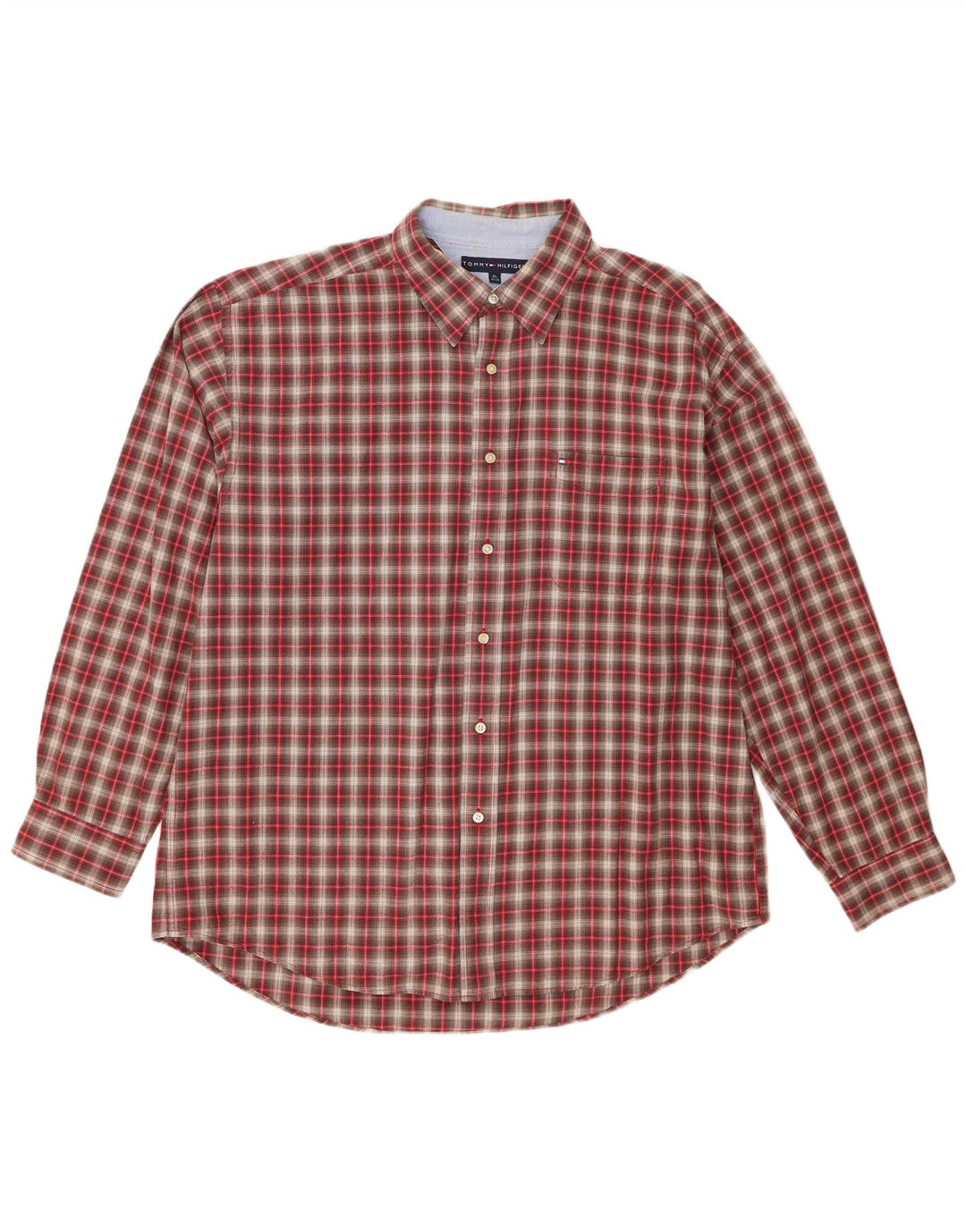 Camicia da uomo Tommy Hilfiger XL in cotone a quadri rossi