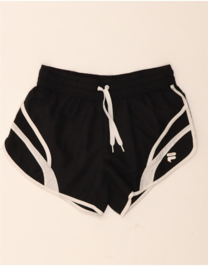 FILA Womens Sport Shorts UK 6 XS  Black Colourblock Polyester Vintage Fila and Second-Hand Fila from Messina Hembry 