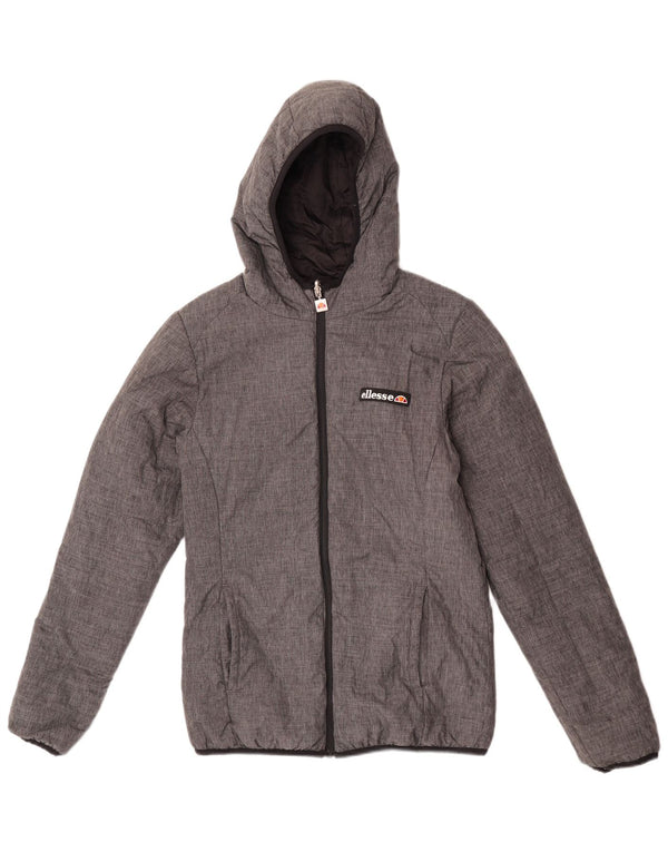 Giacca imbottita reversibile con cappuccio da donna Ellesse UK 10 piccola in nylon grigio