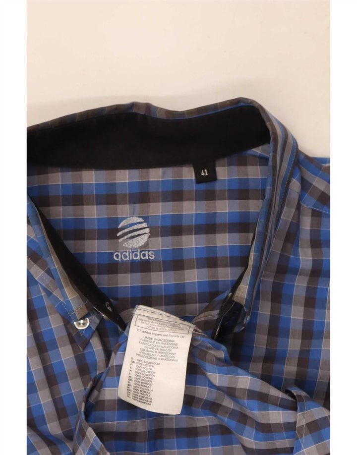 Camicia da uomo Adidas taglia 41 cotone a quadri blu medio