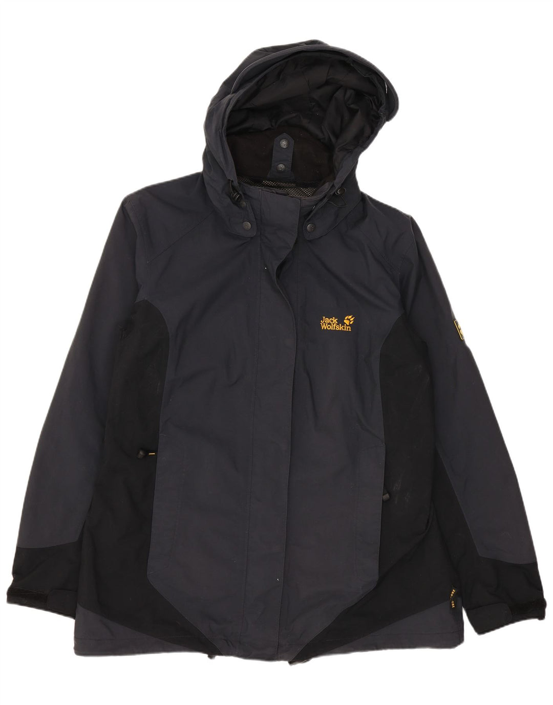 Giacca a vento con cappuccio da donna Jack Wolfskin UK 16 Large Grey Colourblock