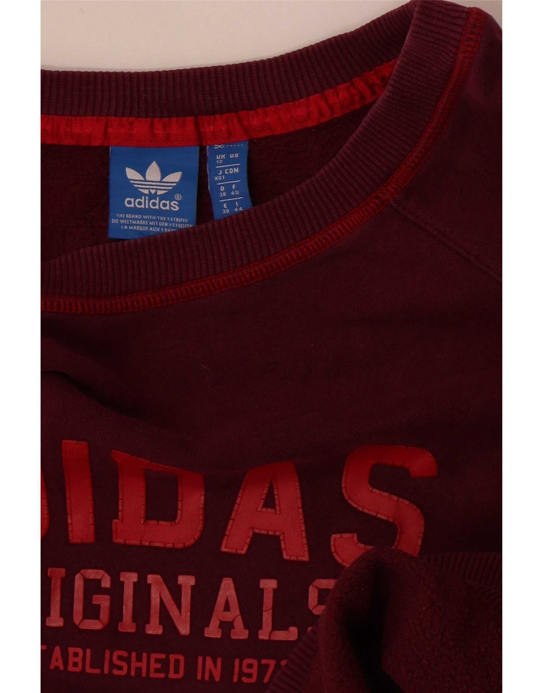 Felpa grafica da donna Adidas Jumper UK 12 Borgogna media