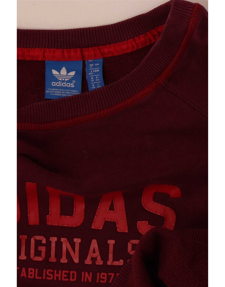 Felpa grafica da donna Adidas Jumper UK 12 Borgogna media