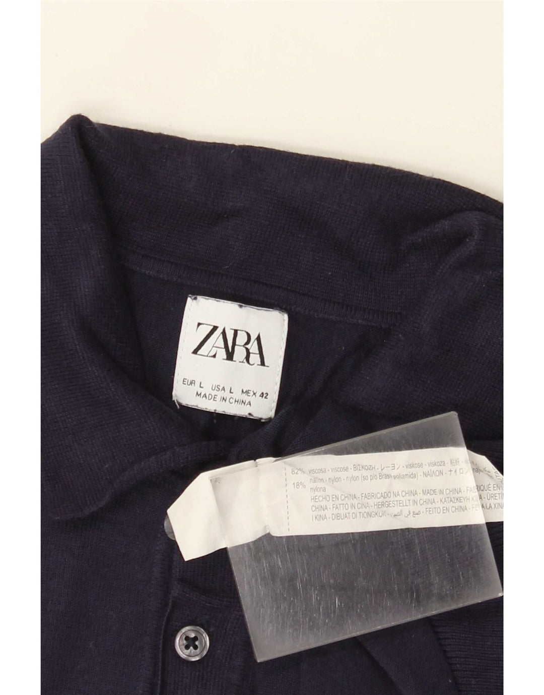 Polo Zara da uomo grande in viscosa blu navy