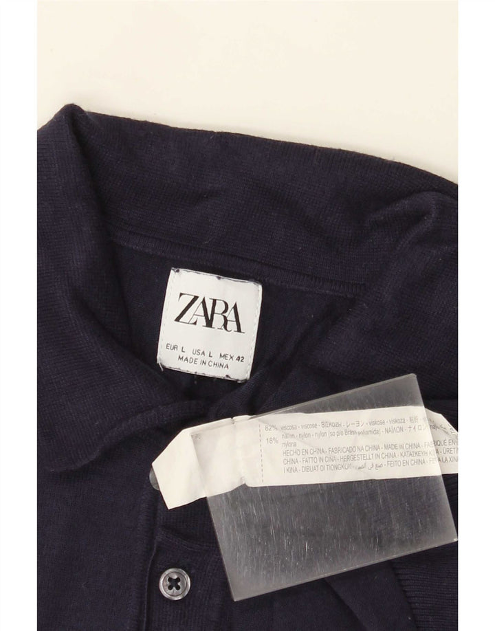 Polo Zara da uomo grande in viscosa blu navy
