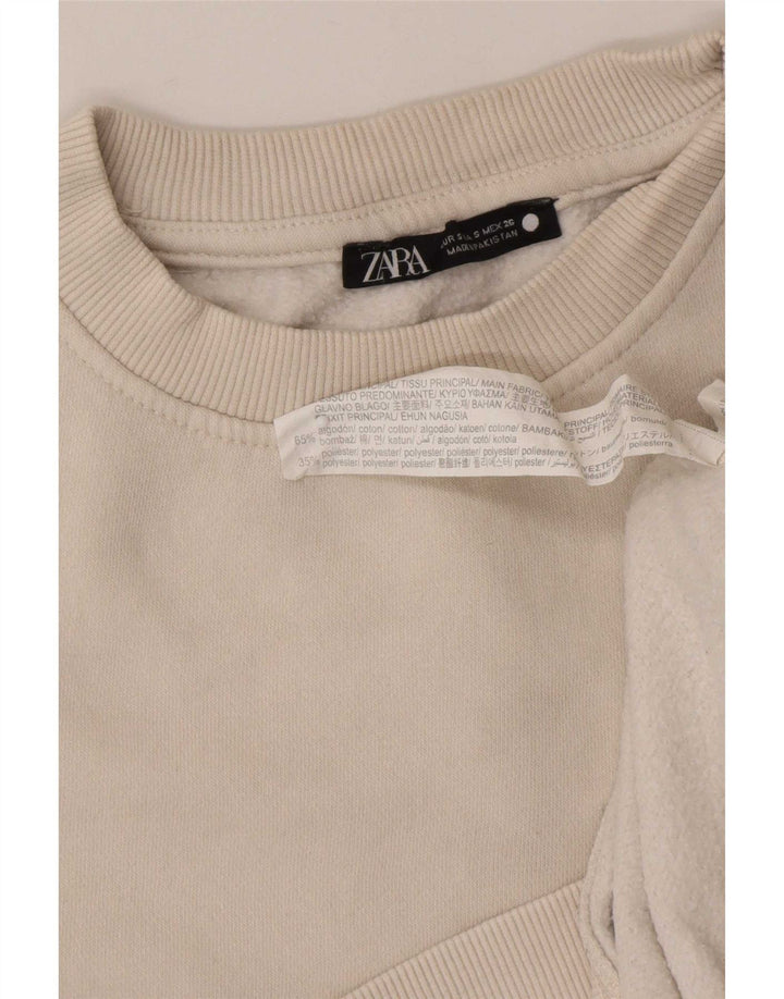 Felpa da donna Zara UK 10 piccola in cotone bianco sporco