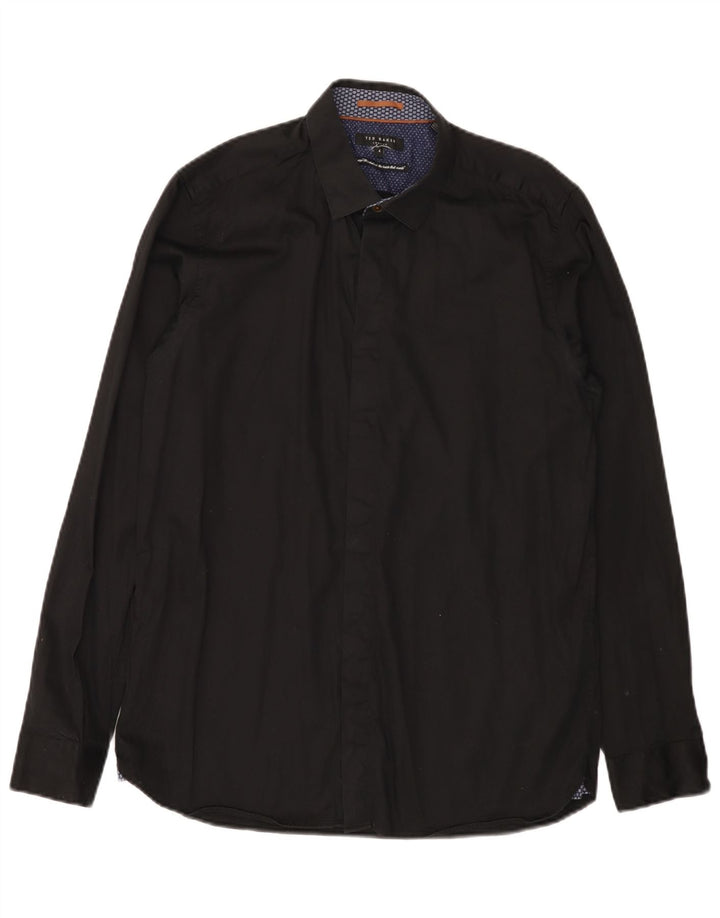 Camicia da uomo Ted Baker taglia 4 grande cotone nero