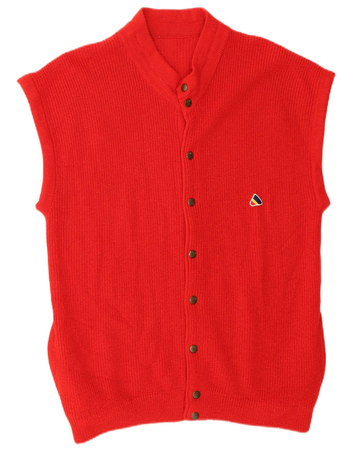 Maglione cardigan senza maniche vintage da uomo rosso medio