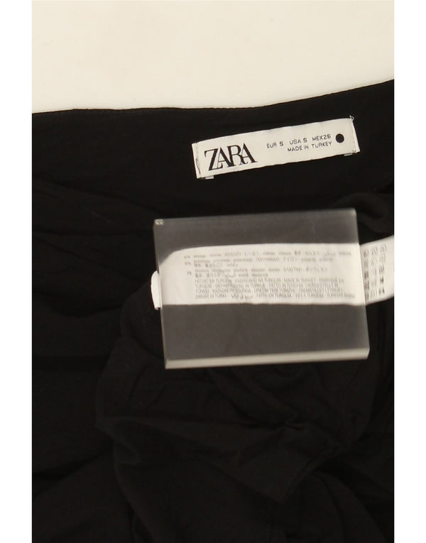 Top corto monospalla da donna Zara UK 8 piccolo in viscosa nera