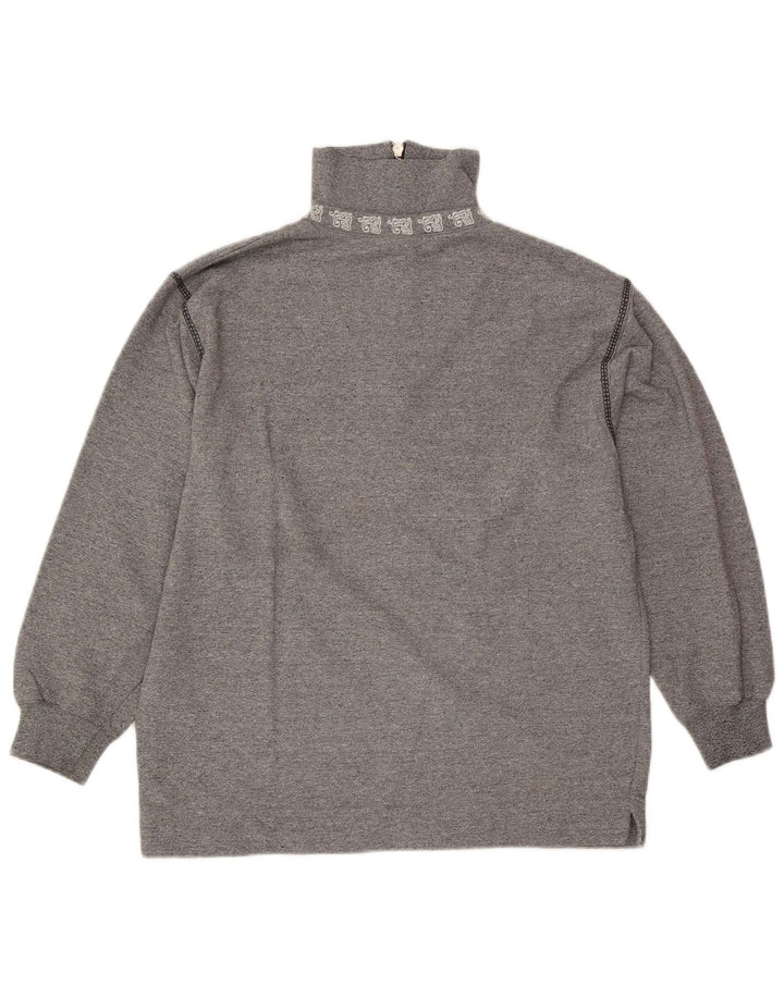 Felpa Reebok da donna oversize con collo con zip, maglione EU 36 piccolo cotone grigio