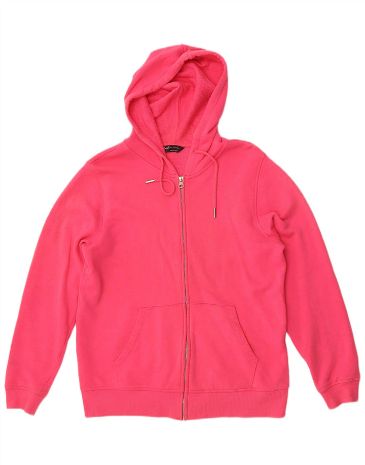 Maglione con cappuccio e zip da donna Marks & Spencer UK 12 Cotone rosa medio