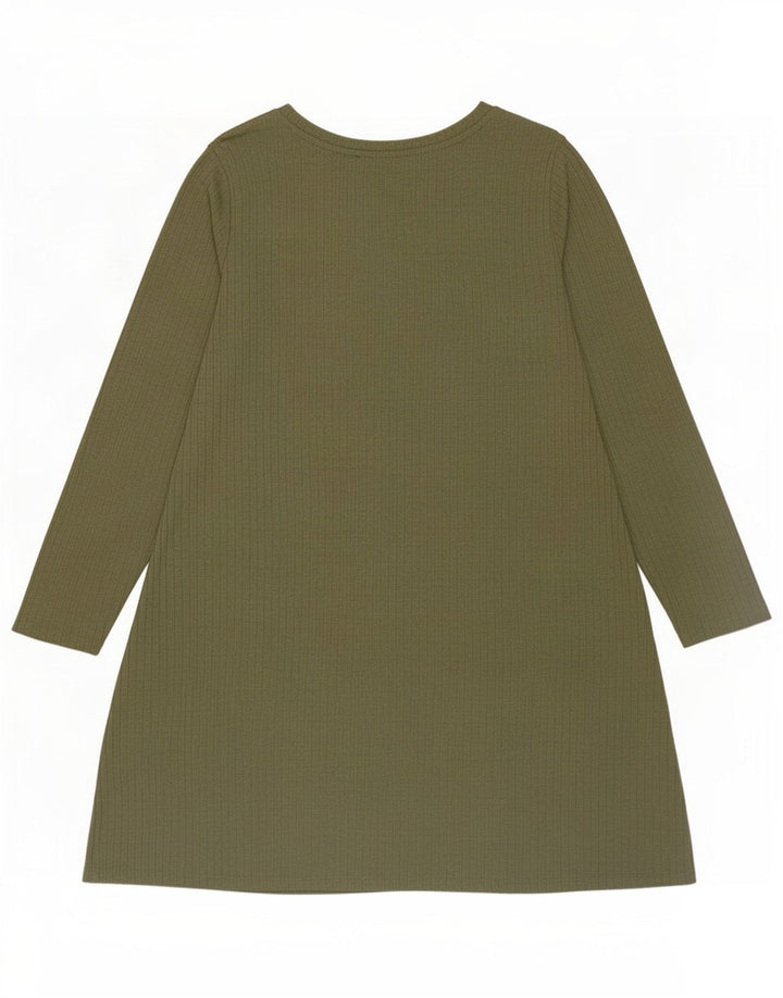 Abito a trapezio a maniche lunghe da donna Marks & Spencer UK 14 Grande poliestere kaki