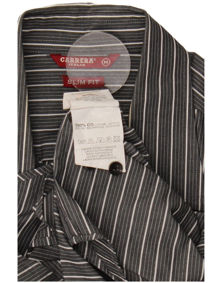 Camicia Carrera da uomo slim fit in cotone a righe grigio medio