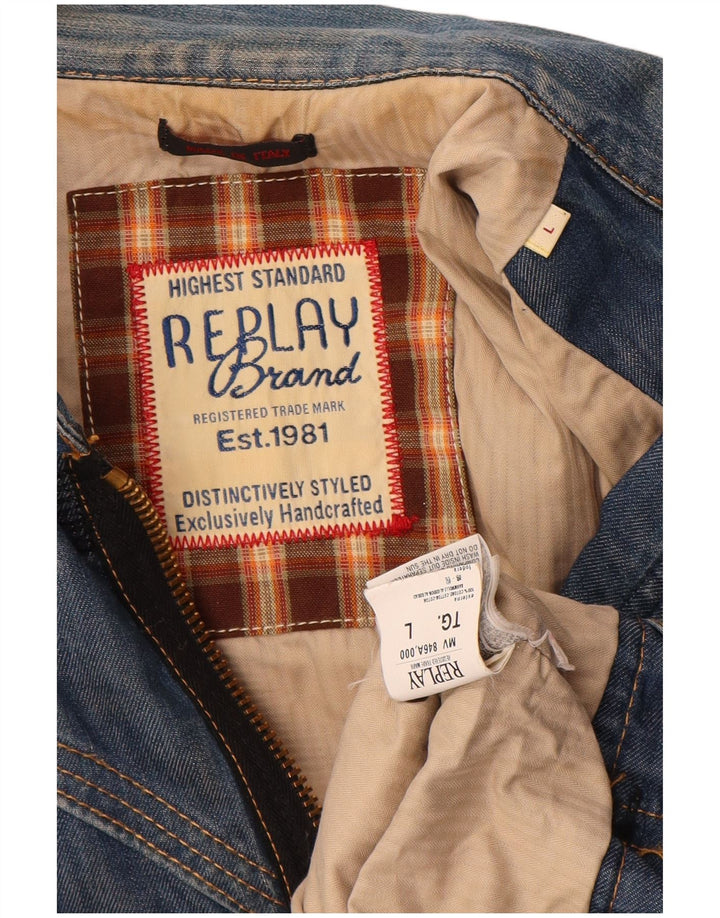 REPLAY Giacca corta in denim da donna UK 16 grande cotone blu