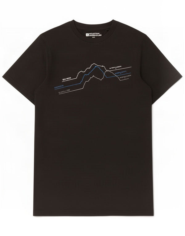 Mountain Warehouse Mens Graphic T-Shirt Top XS Black Cotton