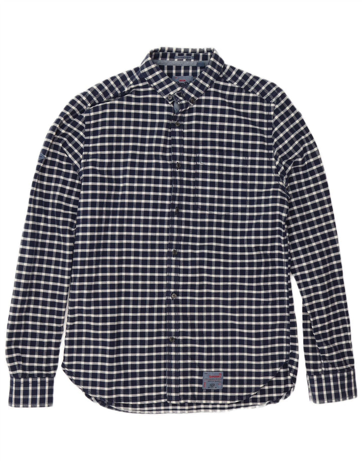 Camicia da uomo Superdry Large in cotone a quadri blu navy