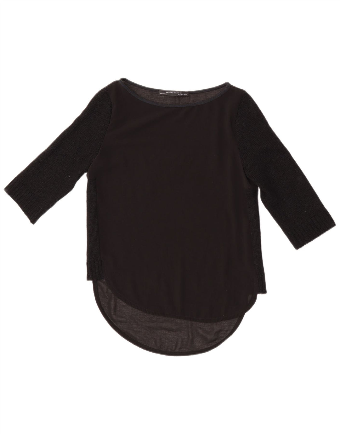 Top Zara Donna Manica 3/4 UK 10 Small Nero