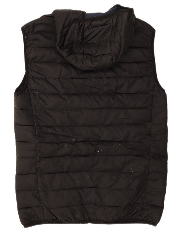Gilet imbottito con cappuccio da uomo Zara UK 40 grande poliestere nero
