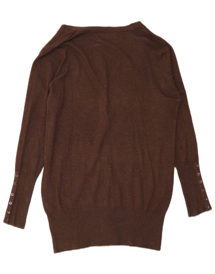 Maglione cardigan da donna Zara UK 14 grande rayon marrone