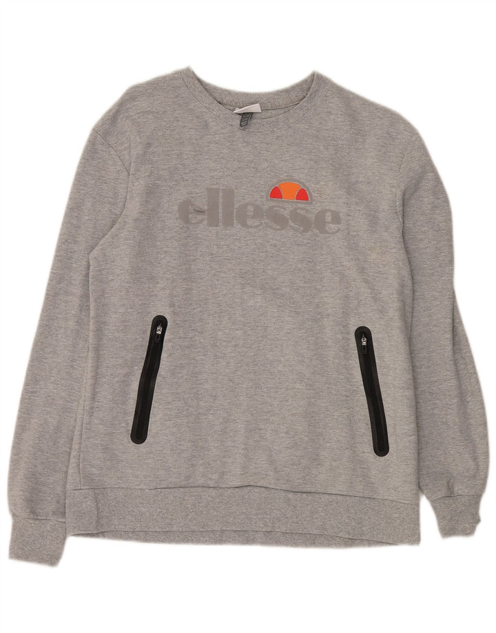 ELLESSE Felpa grafica da uomo in cotone grigio medio