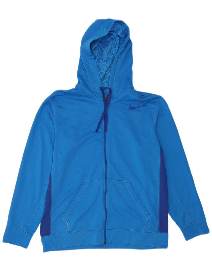 Felpa con cappuccio e zip Nike Therma-Fit da uomo, grande, in poliestere color block blu
