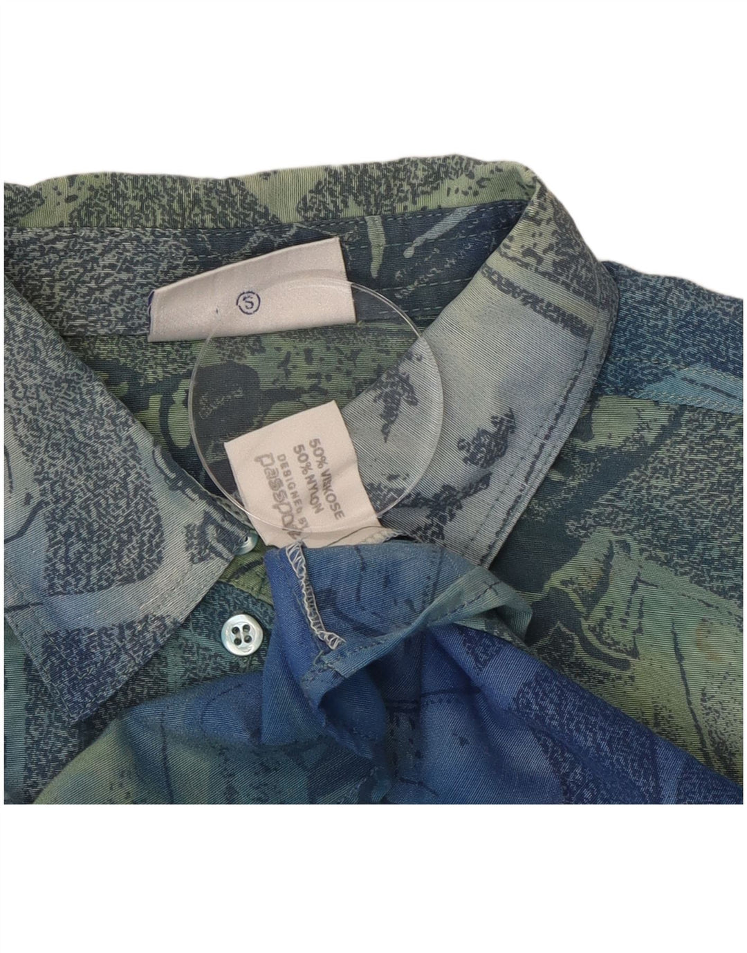 Camicia a maniche corte da uomo Passport Small in viscosa geometrica blu