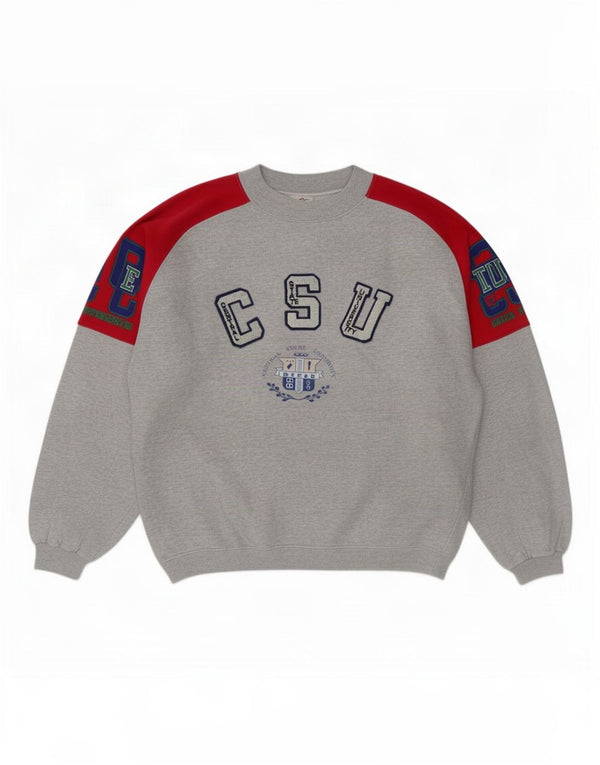 Felpa grafica da uomo Rifle, maglione grande, cotone color block grigio