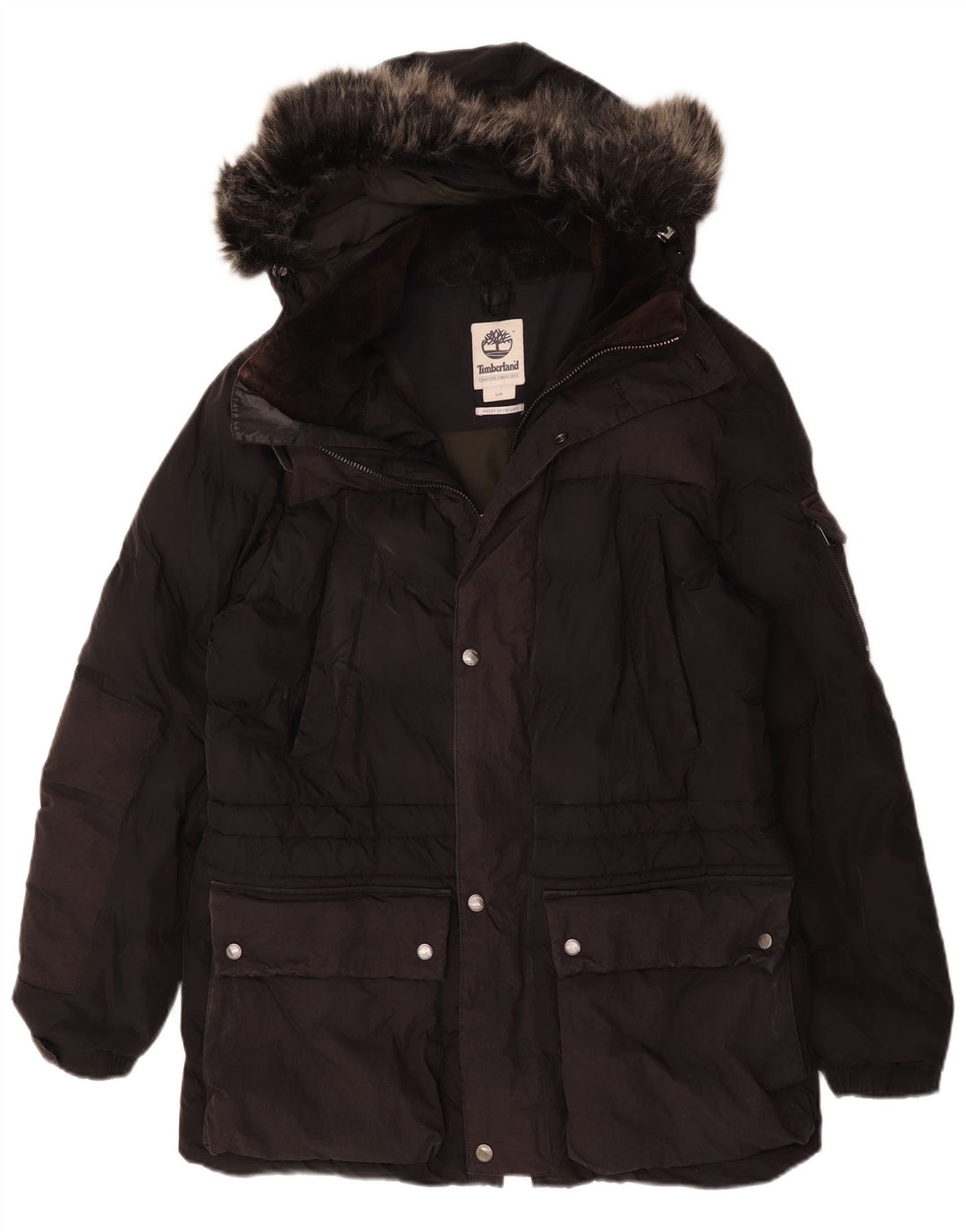 Giacca imbottita con cappuccio da uomo Timberland UK 40 grande poliestere nero