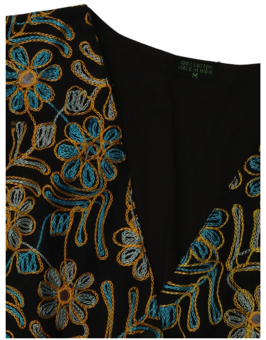 Gilet da donna VINTAGE UK 14 cotone floreale nero medio